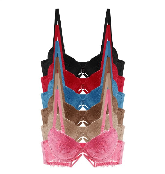68853 B-C(MULTI) Lace Full Cup 3 Hooks Longline Bra