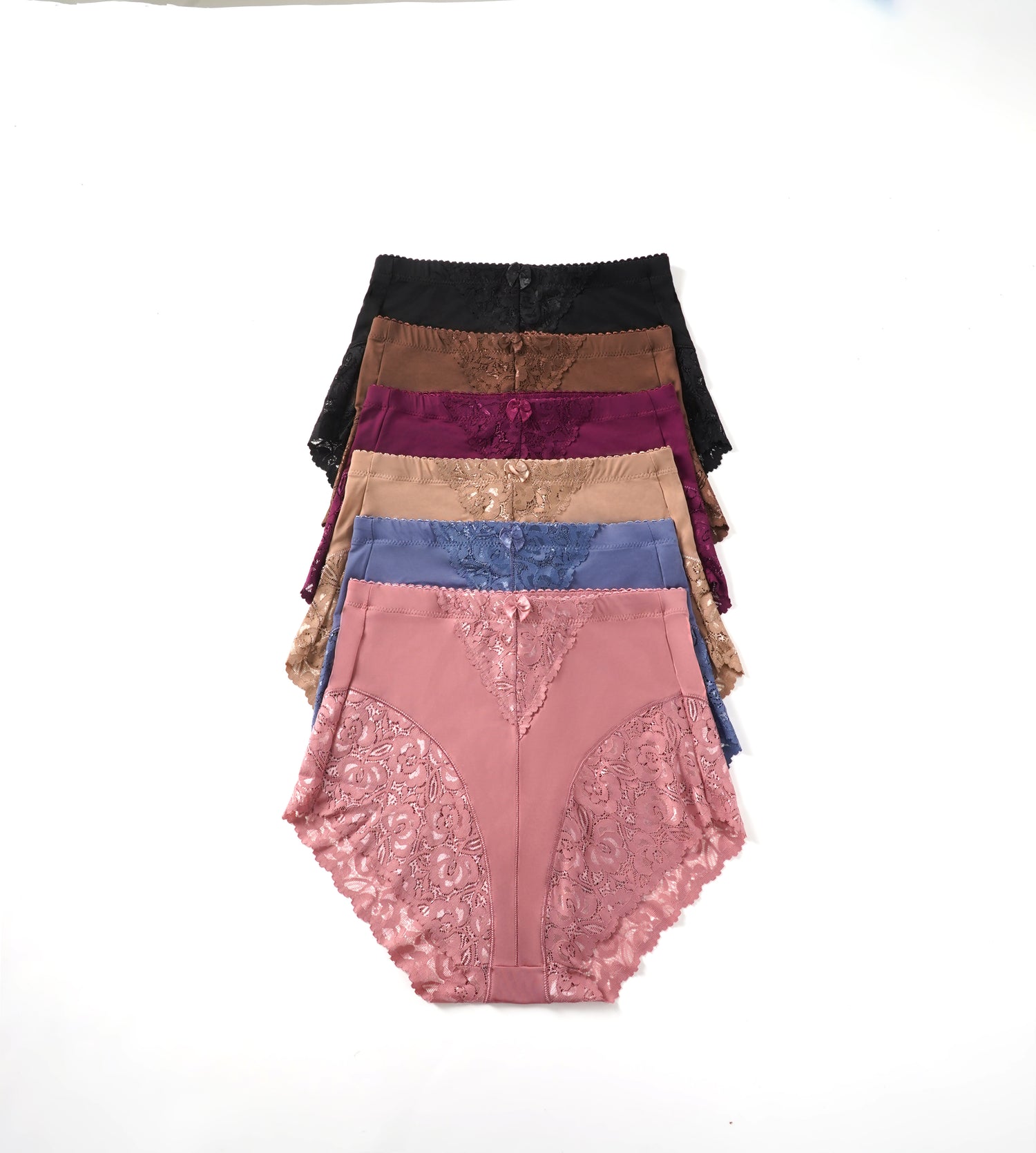 63031-008 High-Waisted Floral Lace Briefs (6-Pack)