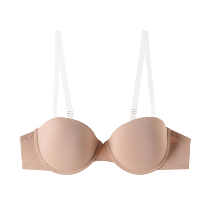 68208 A-B-C Microfiber Demi-Bra Clear Strap