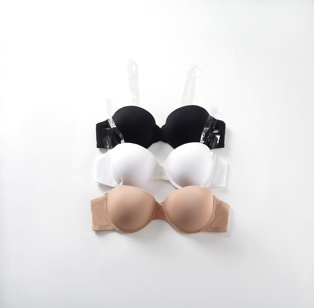 68208 A-B-C Microfiber Demi-Bra Clear Strap