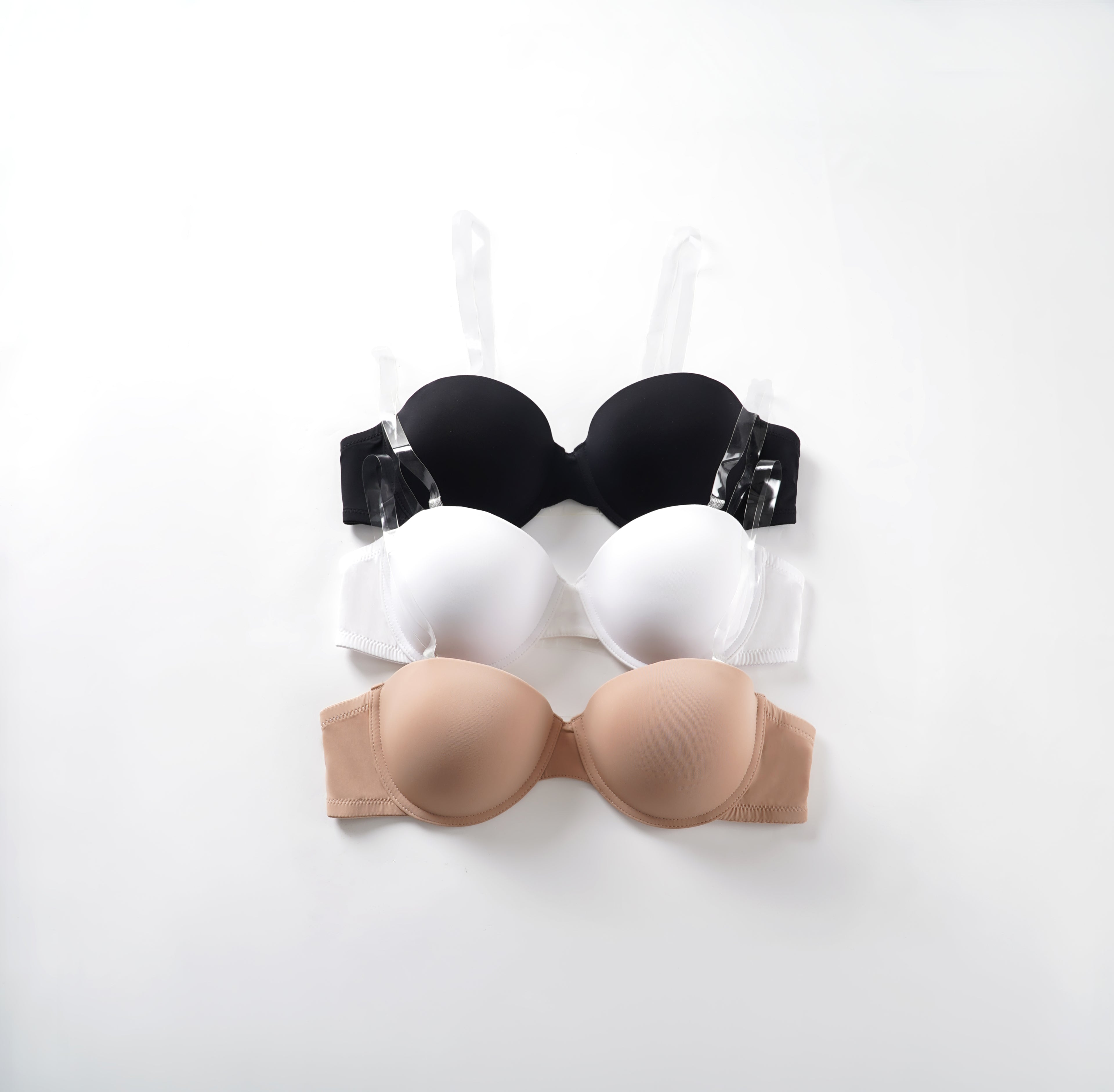 68208 A-B-C Microfiber Demi-Bra Clear Strap