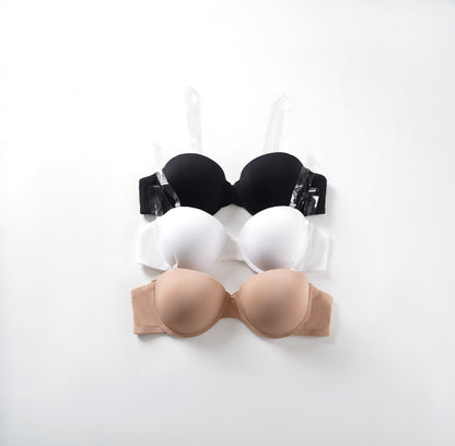 68208 A-B-C Microfiber Demi-Bra Clear Strap