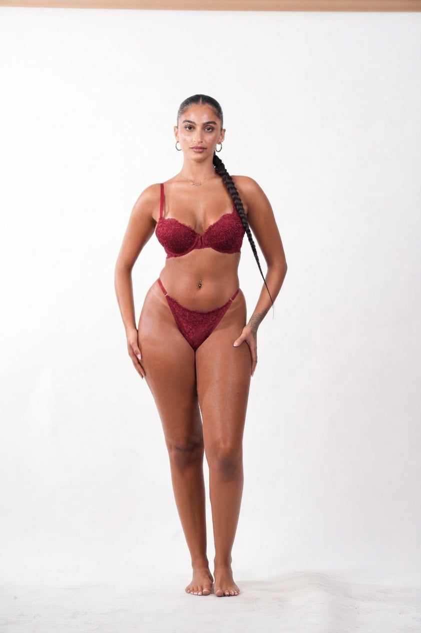 68863T 6 COLOR PACK Intricate floral lace thong cut with adjustable side rings.