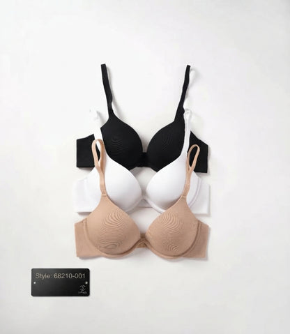 68210-C  3 COLOR PACK Microfiber Full Cup Push-Up Plunge Bra