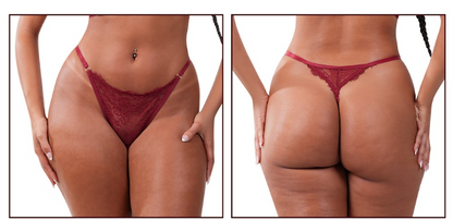 68863T 6 COLOR PACK Intricate floral lace thong cut with adjustable side rings.
