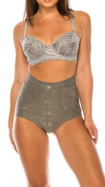 63031 Microfiber and Lace High Waist Full Coverage Brief